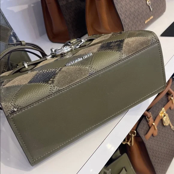 MICHAEL KORS Hamilton Small Patchwork Satchel Crossbody Bag
Olive 
NWT - Picture 8 of 16
